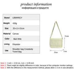 Solid Canvas Women's Crossbody Bag High Shoulder