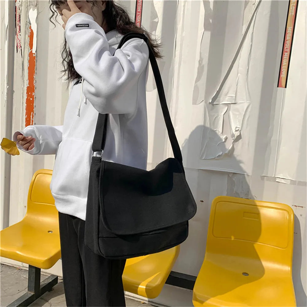 Solid Canvas Women's Crossbody Bag High Shoulder