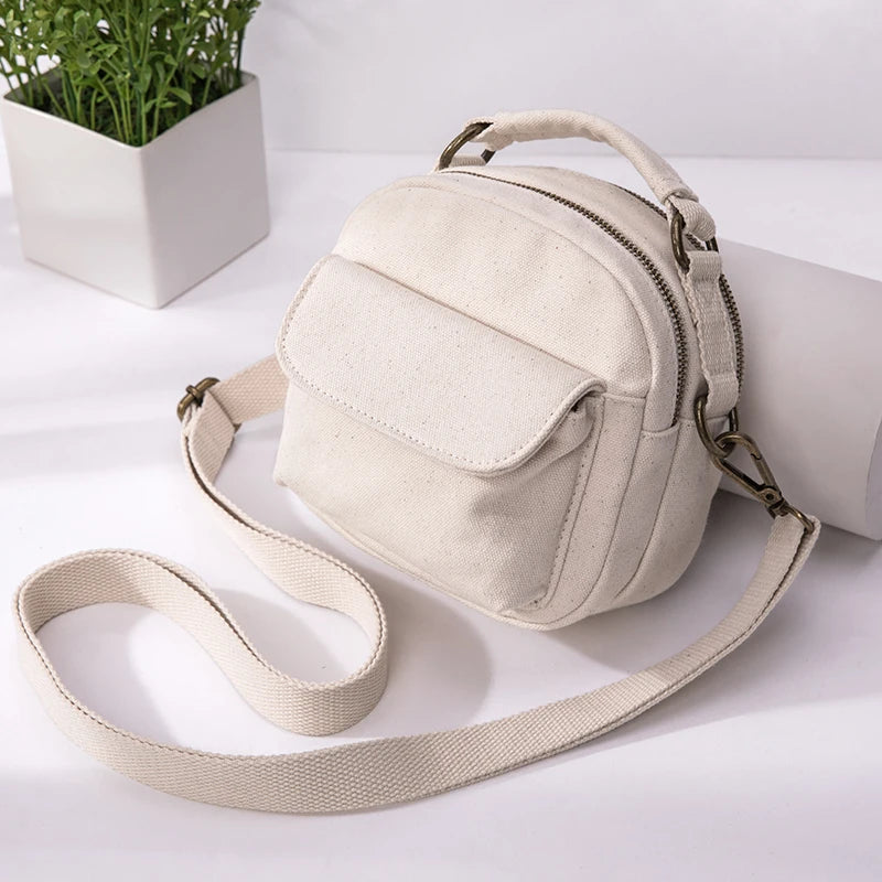 Eco Cotton Canvas Small Bag Women Shoulder Cross Body Handbags