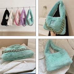 Faux Fur Shoulder Square Bag Small Handbag Armpit Bag