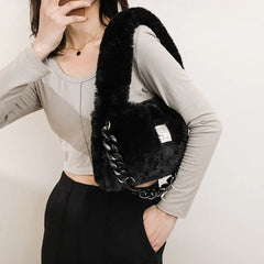 Faux Fur Shoulder Square Bag Small Handbag Armpit Bag