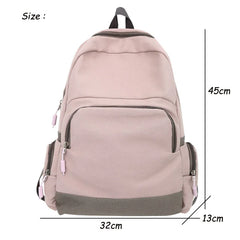Solid Canvas Backpack Inclined Zipper Travel Bag Large Schoolbag