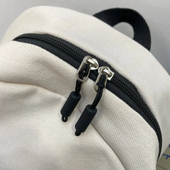 Solid Canvas Backpack Inclined Zipper Travel Bag Large Schoolbag