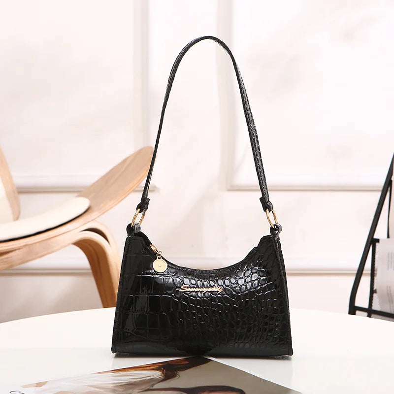 Women's PU Leather Shoulder Bag Retro Style Underarm Bag