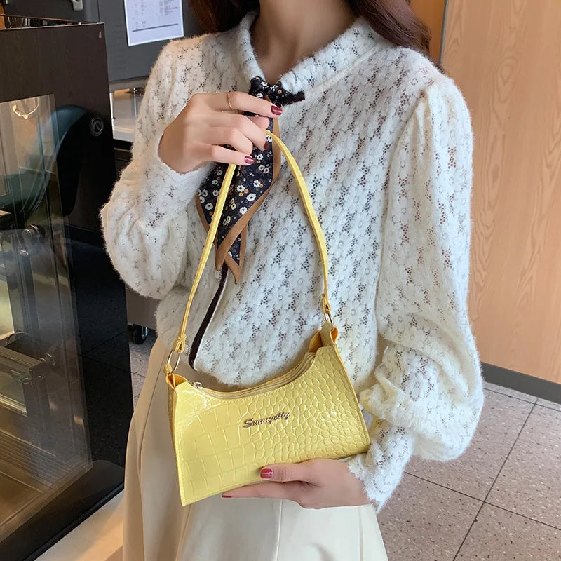 Women's PU Leather Shoulder Bag Retro Style Underarm Bag