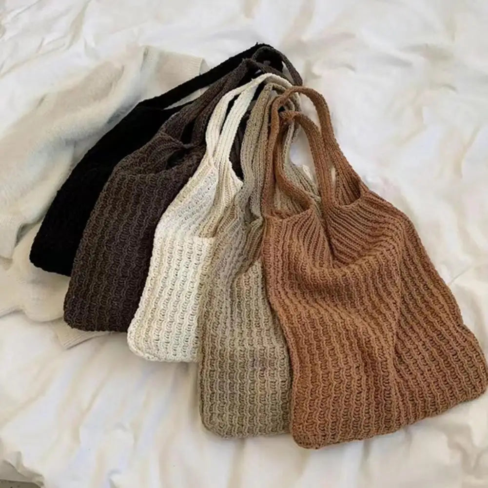Vintage Large Capacity Knitted Tote Bag for Travel