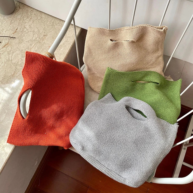 Stylish Knitting Women Shopper Tote Eco Cotton Satchel Large Capacity