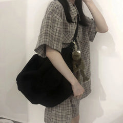 Canvas Shoulder Bag Large Capacity Eco Friendly Women Messenger Purse