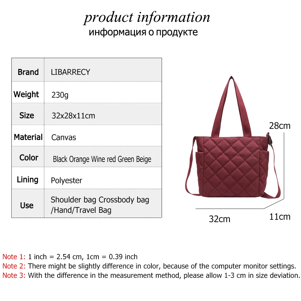 Large Capacity Canvas Ladies Shoulder Bag Multifunctional Handbag