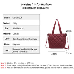 Large Capacity Canvas Ladies Shoulder Bag Multifunctional Handbag