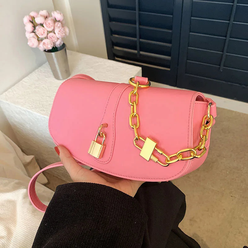 Stylish Leather Crossbody Bag for Women - Spring Shoulder Saddle Handbag