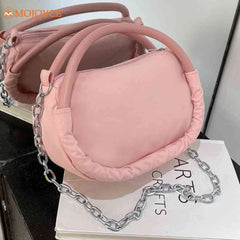 Nylon Handbag Bread Shape Small Tote Bag Clutch Women Shoulder Purse Satchel