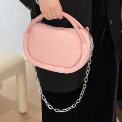 Nylon Handbag Bread Shape Small Tote Bag Clutch Women Shoulder Purse Satchel