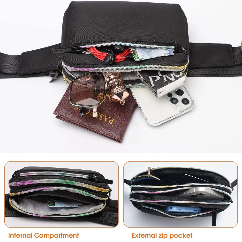 Nylon Waist Bags Women Zipper Chest Bags Outdoor Sports Fanny Pack