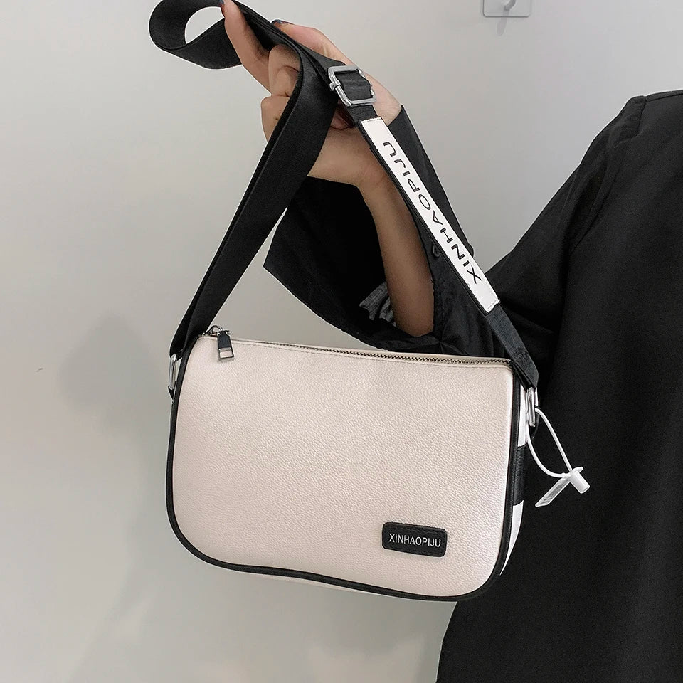 Solid PU Leather Armpit Crossbody Bag Women's Handbag