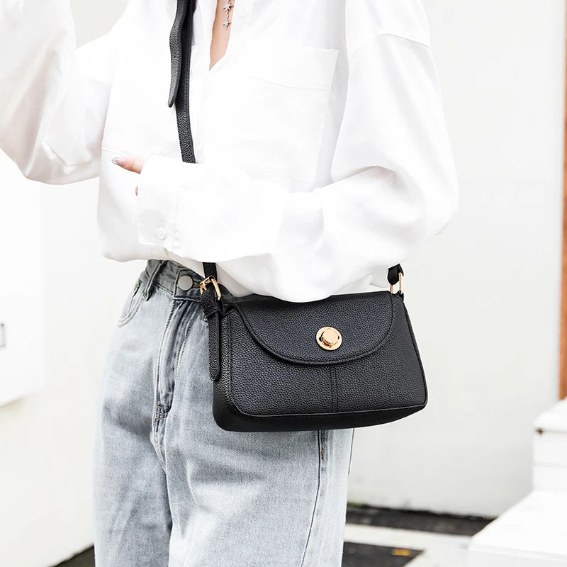 Women's Solid PU Leather Shoulder Bag Handbag Crossbody Small Tote