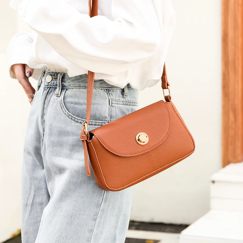 Women's Solid PU Leather Shoulder Bag Handbag Crossbody Small Tote