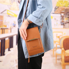 Solid PU Leather Crossbody Bags for Women, Touchable Phone Purses