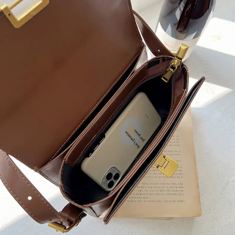 Vintage PU Leather Crossbody Bag for Women, Travel Handbag Shoulder Bag