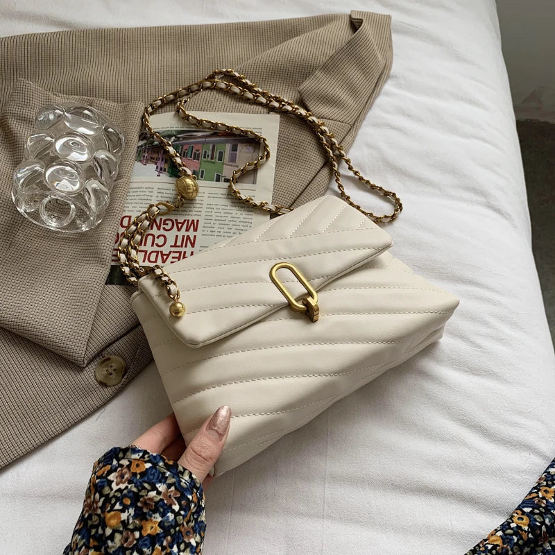 Small PU Leather Crossbody Bags For Women Travel Chain Handbags