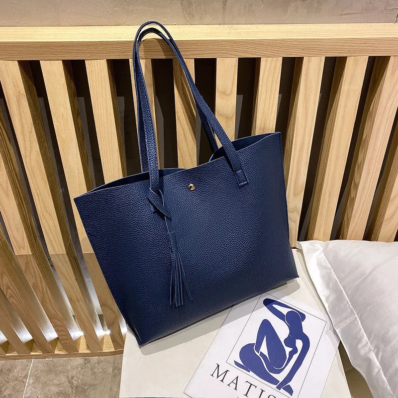Large Capacity PU Leather Shoulder Bag for Women