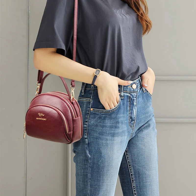 Small PU Leather Saddle Crossbody Bag for Women