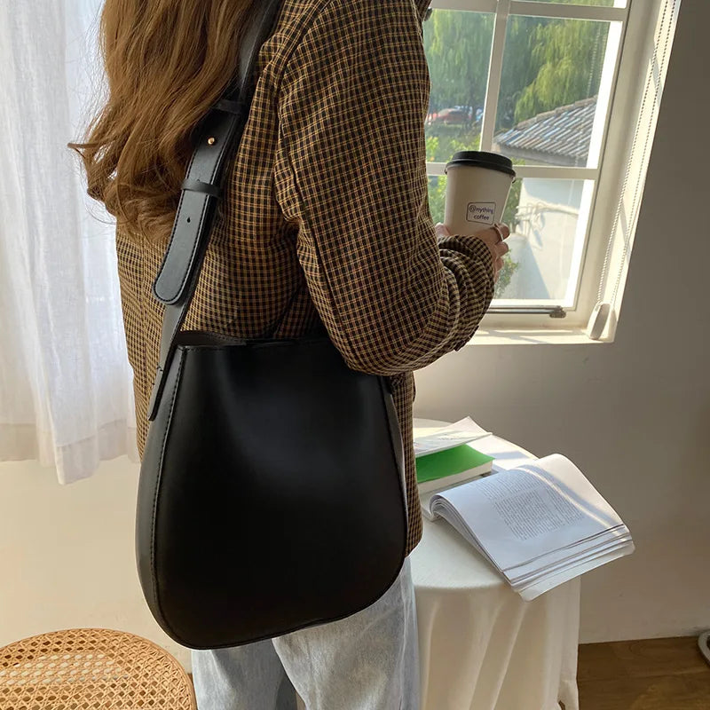 PU Leather Shoulder Bag Women Bucket Crossbody Bags Lady Handbags