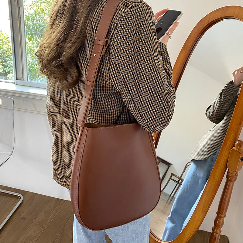 PU Leather Shoulder Bag Women Bucket Crossbody Bags Lady Handbags