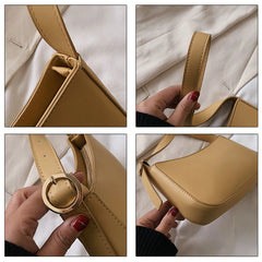 Solid PU Leather Shoulder Bags For Women Trends Handbags Small Travel Hand Bag