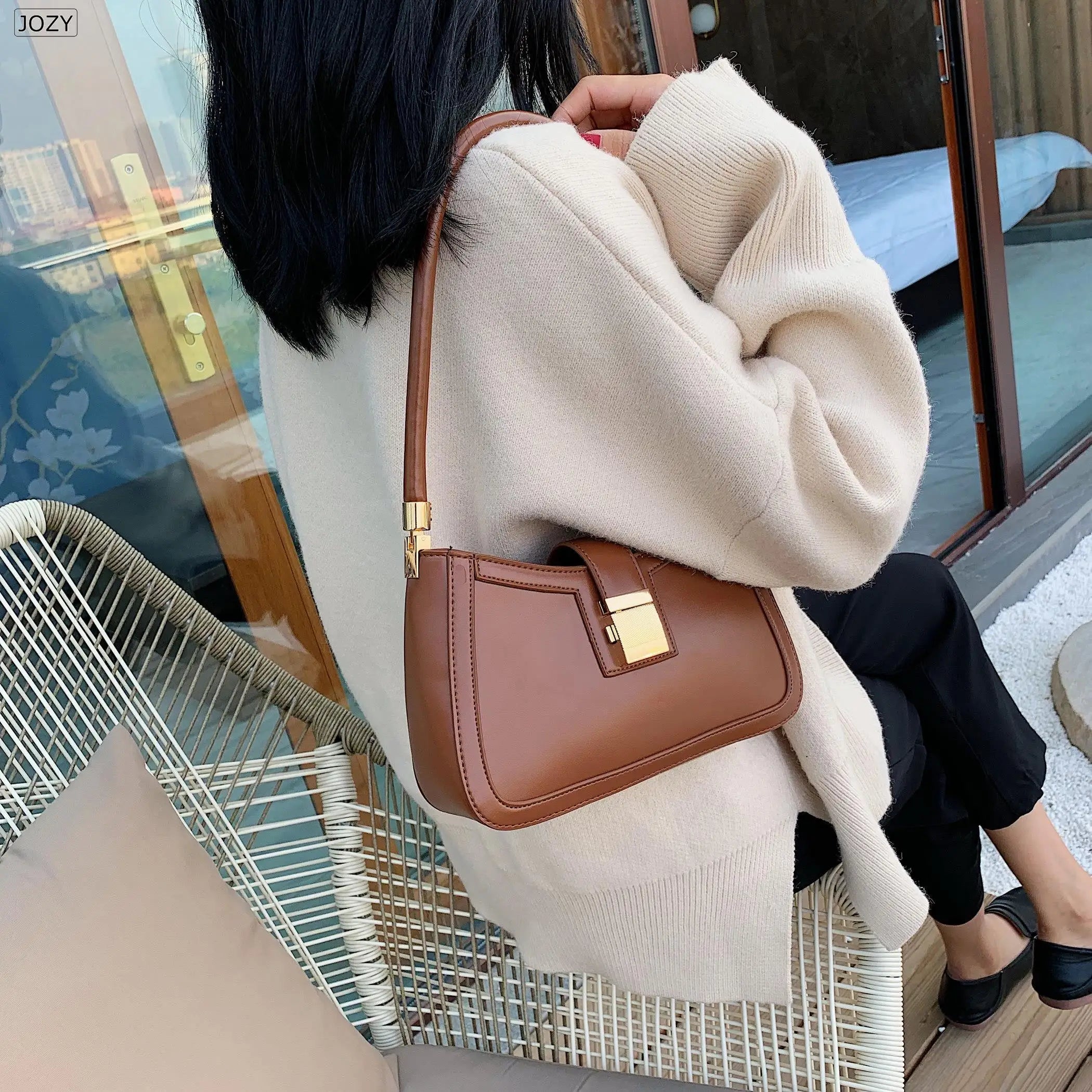 PU Leather Shoulder Bags Hit Lock Handbags Small Travel Messenger Hand Bag