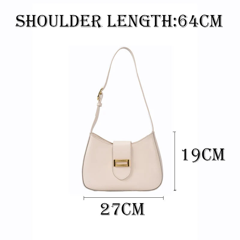 Solid PU Leather Shoulder Bags For Women Lock Handbags Small Travel Hand Bag