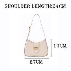 Solid PU Leather Shoulder Bags For Women Lock Handbags Small Travel Hand Bag