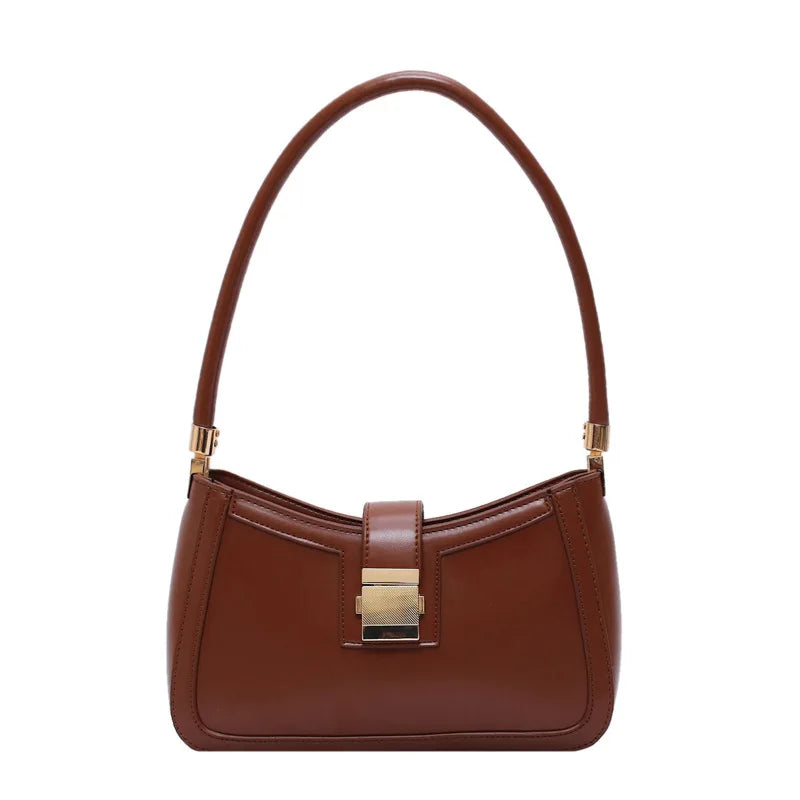 Solid PU Leather Shoulder Bags For Women hit Lock Handbags
