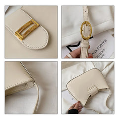 Solid PU Leather Shoulder Bags For Women Lock Handbags Small Travel Hand Bag