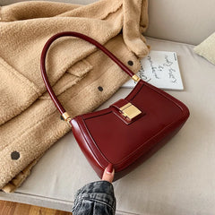 Solid PU Leather Shoulder Bags For Women hit Lock Handbags