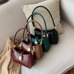 Solid PU Leather Shoulder Bags For Women hit Lock Handbags