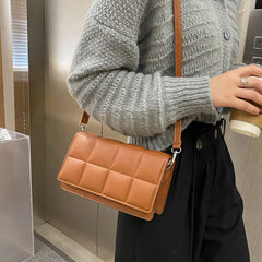 Square Crossbody Bag for Women Small Flap Handbag PU Leather Shoulder Bag