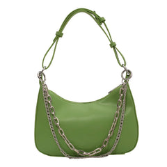 PU Leather Shoulder Sling Bag with Chain Satchel Purse for Women