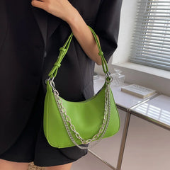 PU Leather Shoulder Sling Bag with Chain Satchel Purse for Women