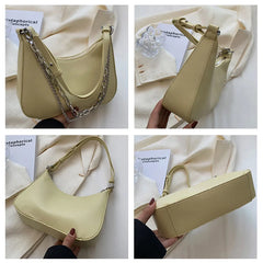 PU Leather Shoulder Sling Bag with Chain Satchel Purse for Women