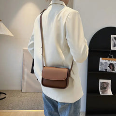 Solid PU Leather Women Bags Wide Strap Female Shoulder Crossbody Messenger Flap