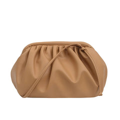 Pleated Pu Leather Crossbody Bag Small Clutch Lady Shoulder Messenger Bag