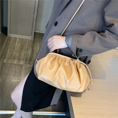 Pleated Pu Leather Crossbody Bag Small Clutch Lady Shoulder Messenger Bag