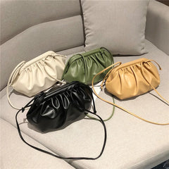 Pleated Pu Leather Crossbody Bag Small Clutch Lady Shoulder Messenger Bag
