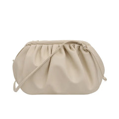 Pleated Pu Leather Crossbody Bag Small Clutch Lady Shoulder Messenger Bag