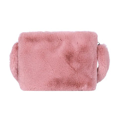 Plush Women Square Shoulder Bag Faux Fur Handbags Casual Tote