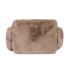 Plush Women Square Shoulder Bag Faux Fur Handbags Casual Tote