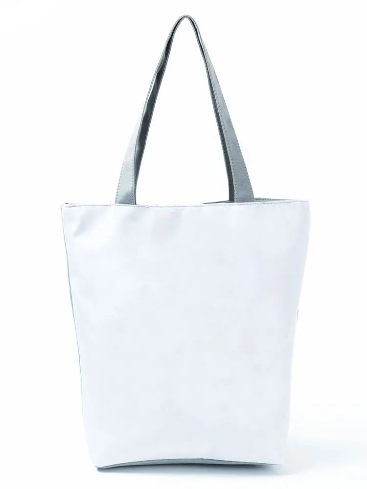Solid Printed Handbags Eco Reusable Shopping Bag Portable Shoulder Tote