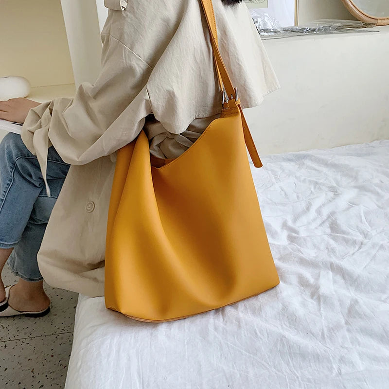 Yellow Large Capacity Waterproof Shoulder Bag for Women Ladies