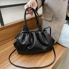Pleated Cloud Shoulder Bag Women Clip Purse Underarm Handbag